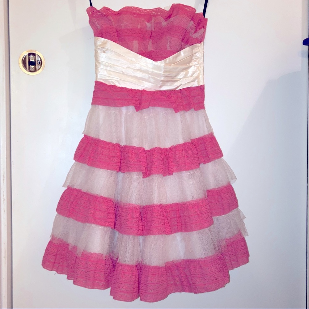Betsey Johnson Pink and Beige Prom Dress